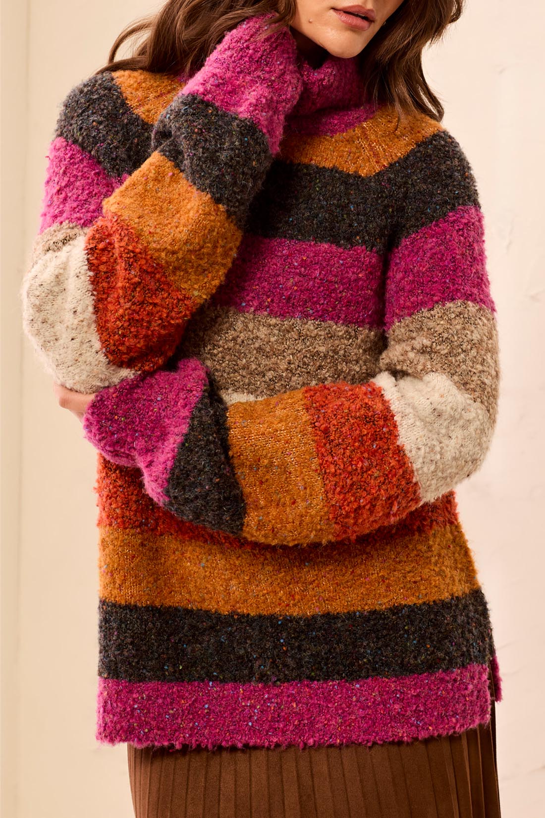 MB Long Sleeve Striped Turtleneck Sweater