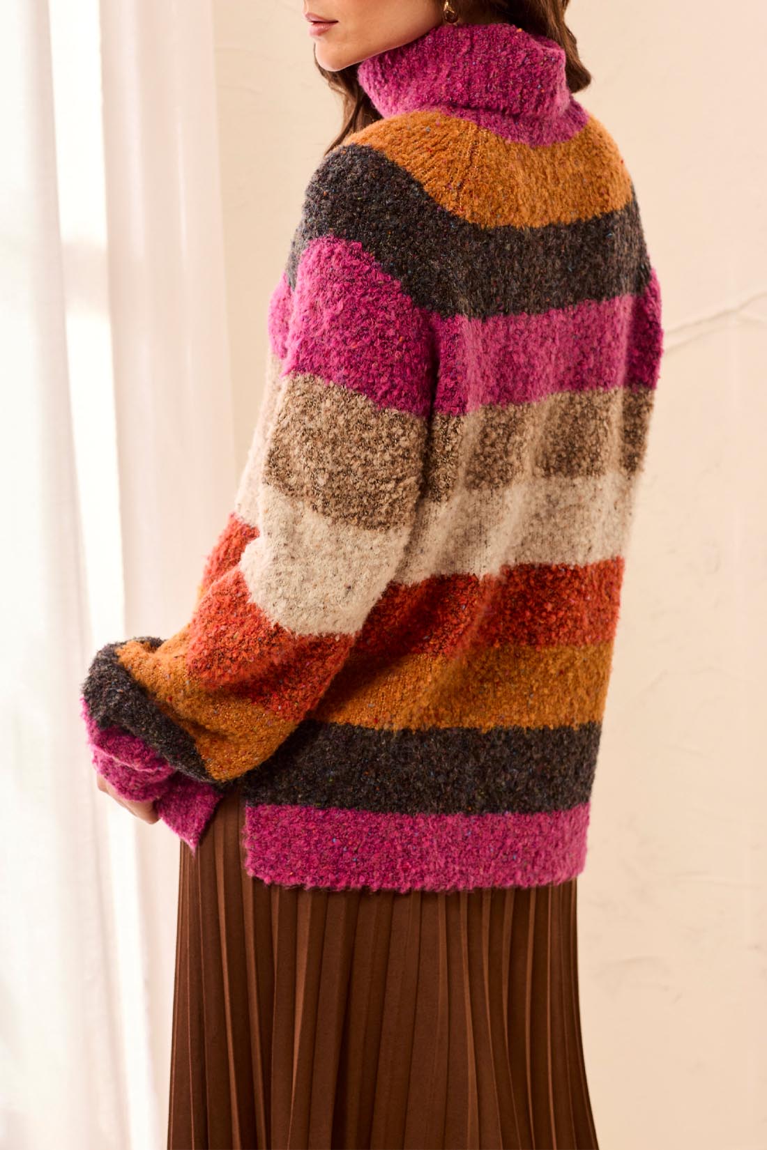 MB Long Sleeve Striped Turtleneck Sweater