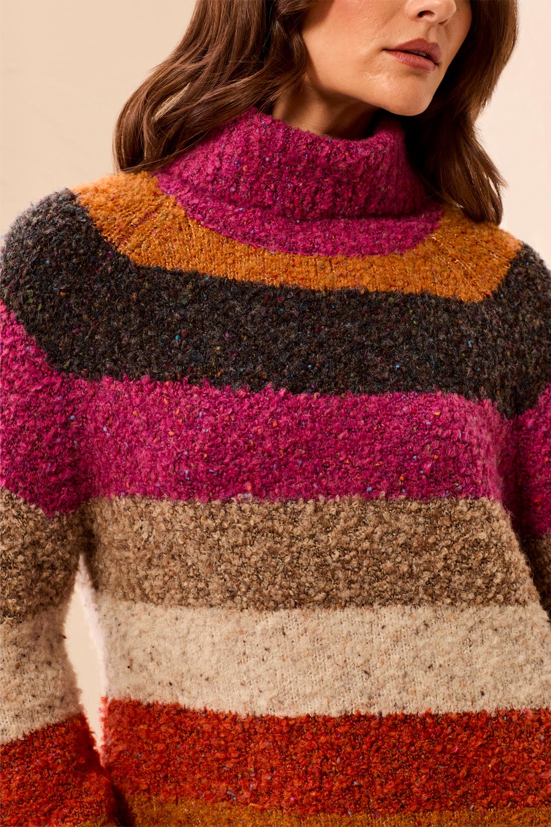 MB Long Sleeve Striped Turtleneck Sweater
