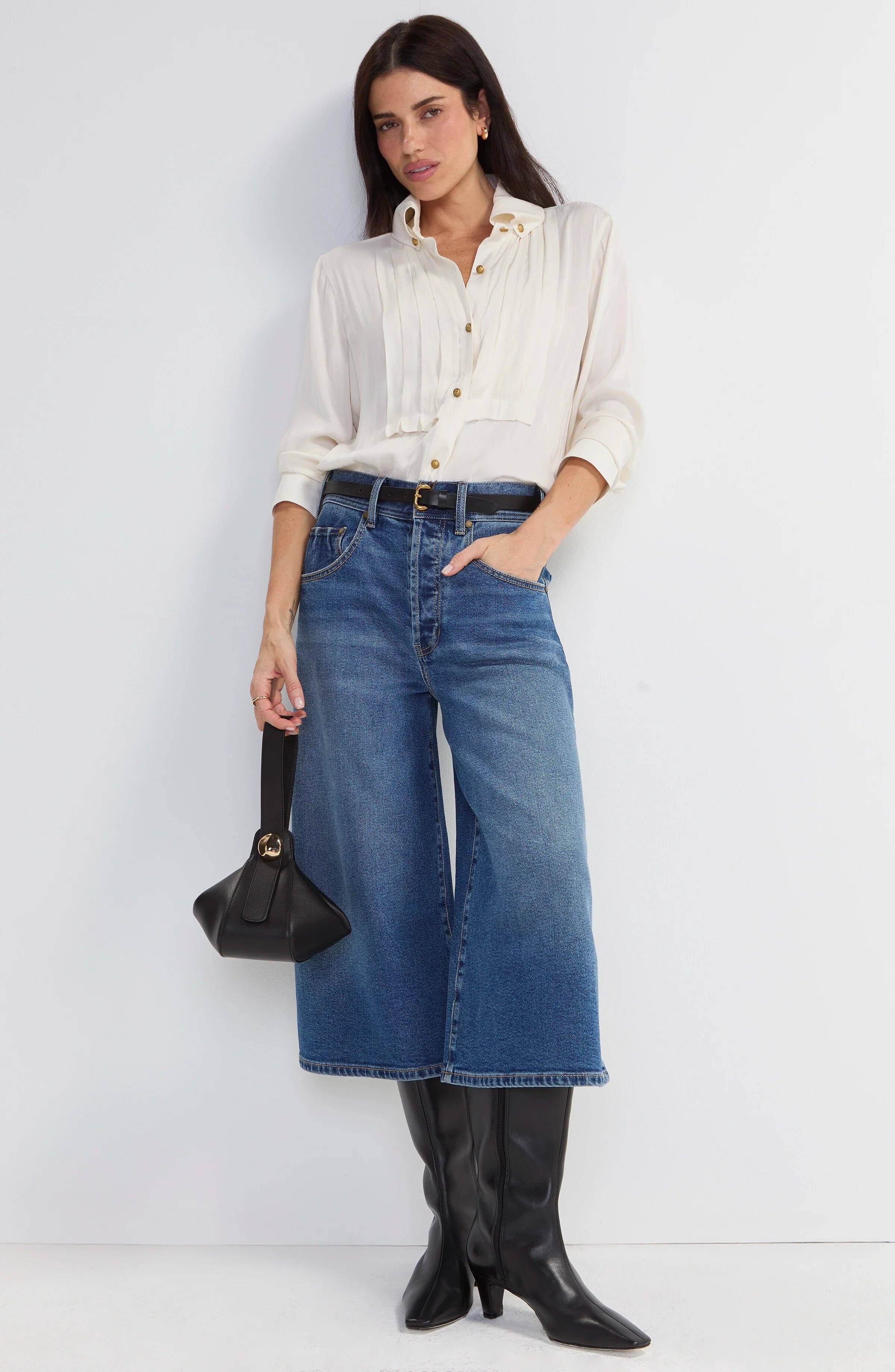 Liverpoool Long Sleeve Tuxedo Woven Top