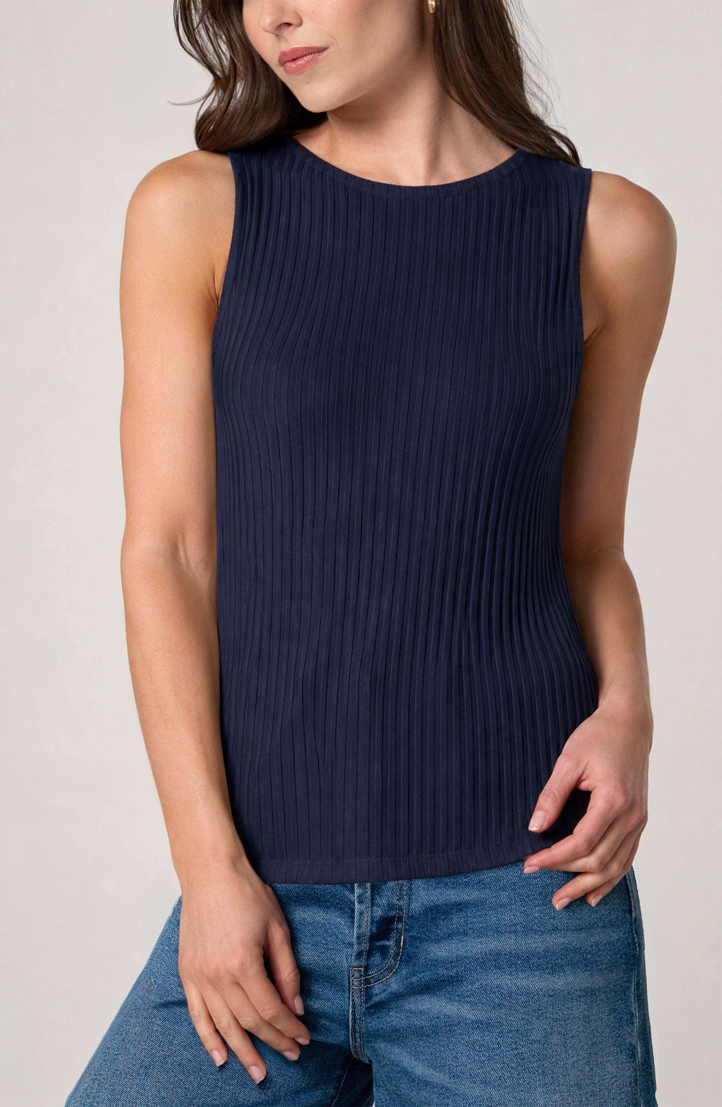 Liverpool Sleeveless Boat Neck Knit Top