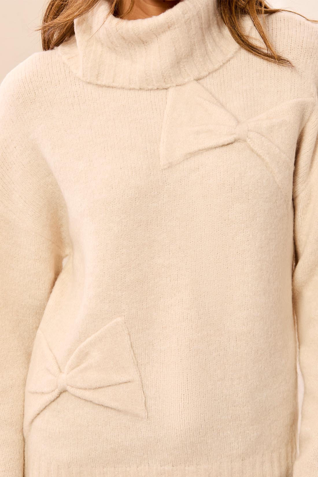 MB Turtle Neck Sweater with Bow Detail
