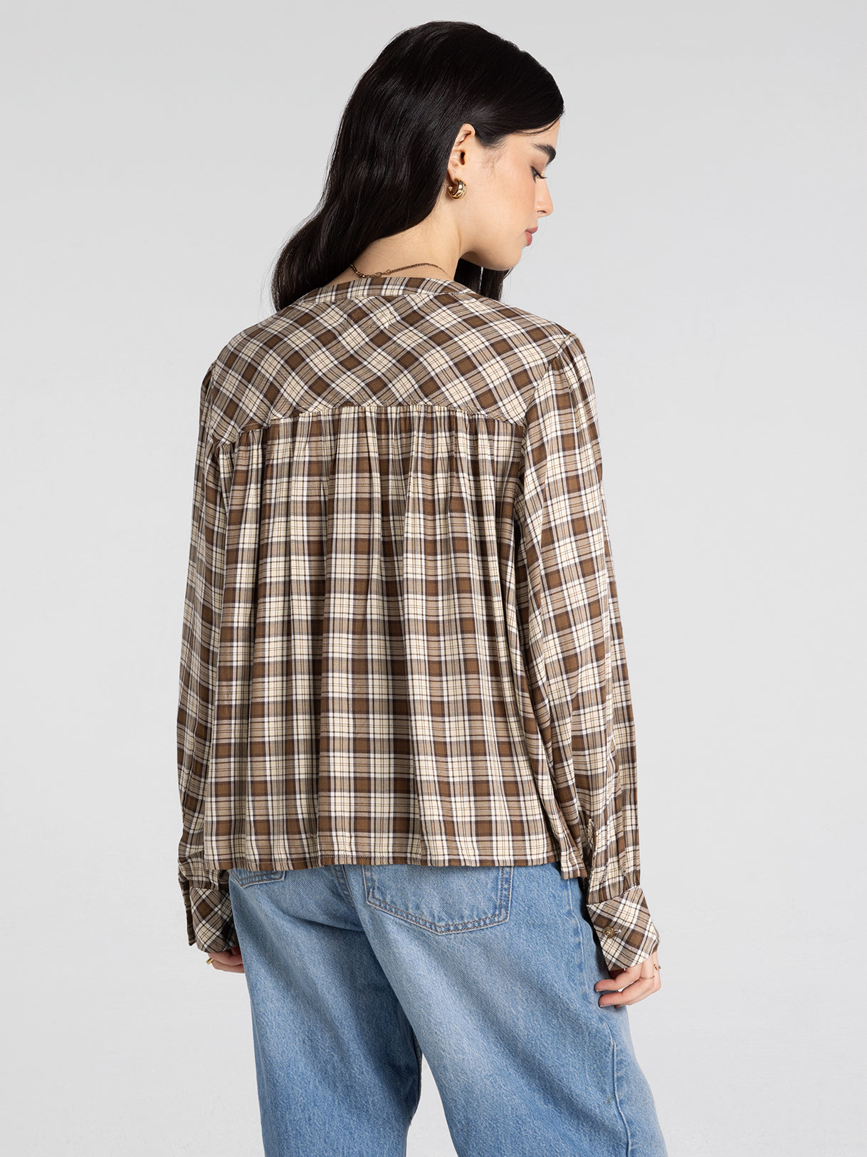 Plaid Button Front Blouse