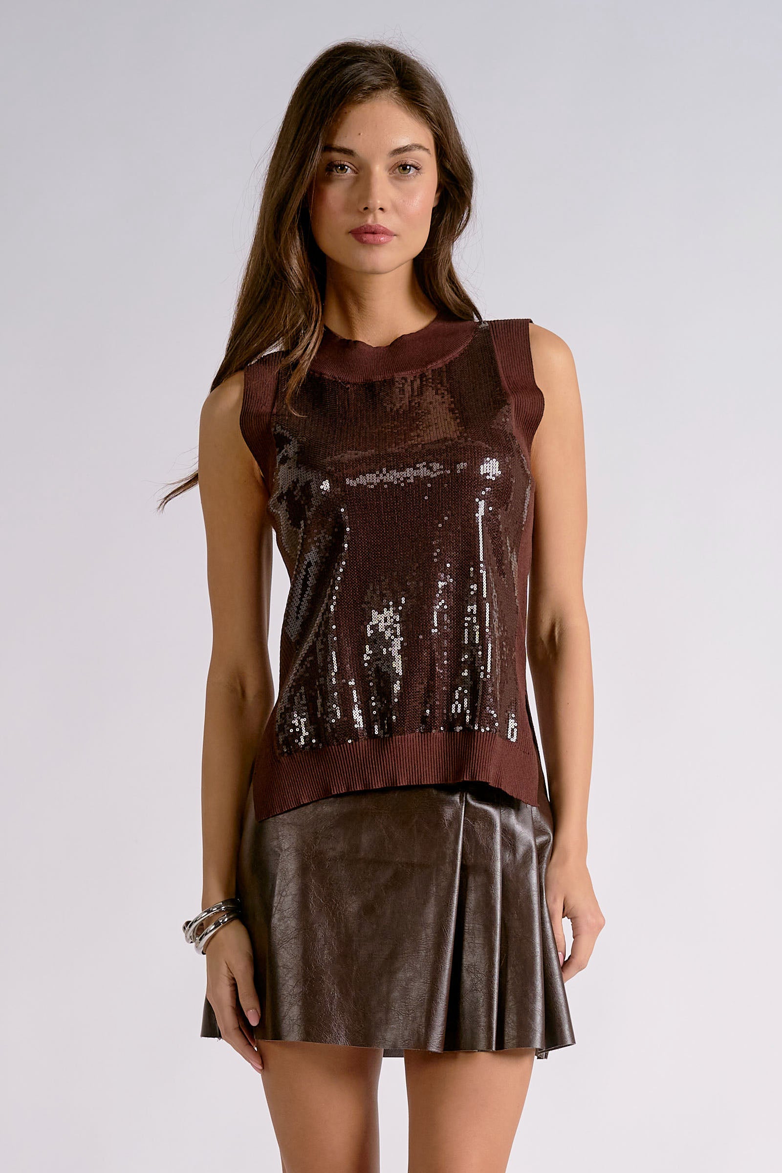 Sequin Sleeveless Knit Top