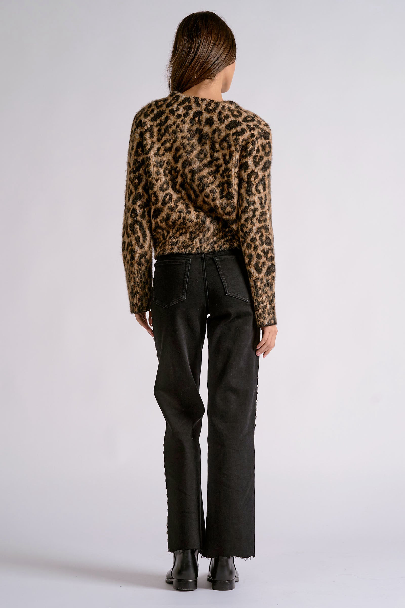 Printed V-Neck Button Front Cardigan