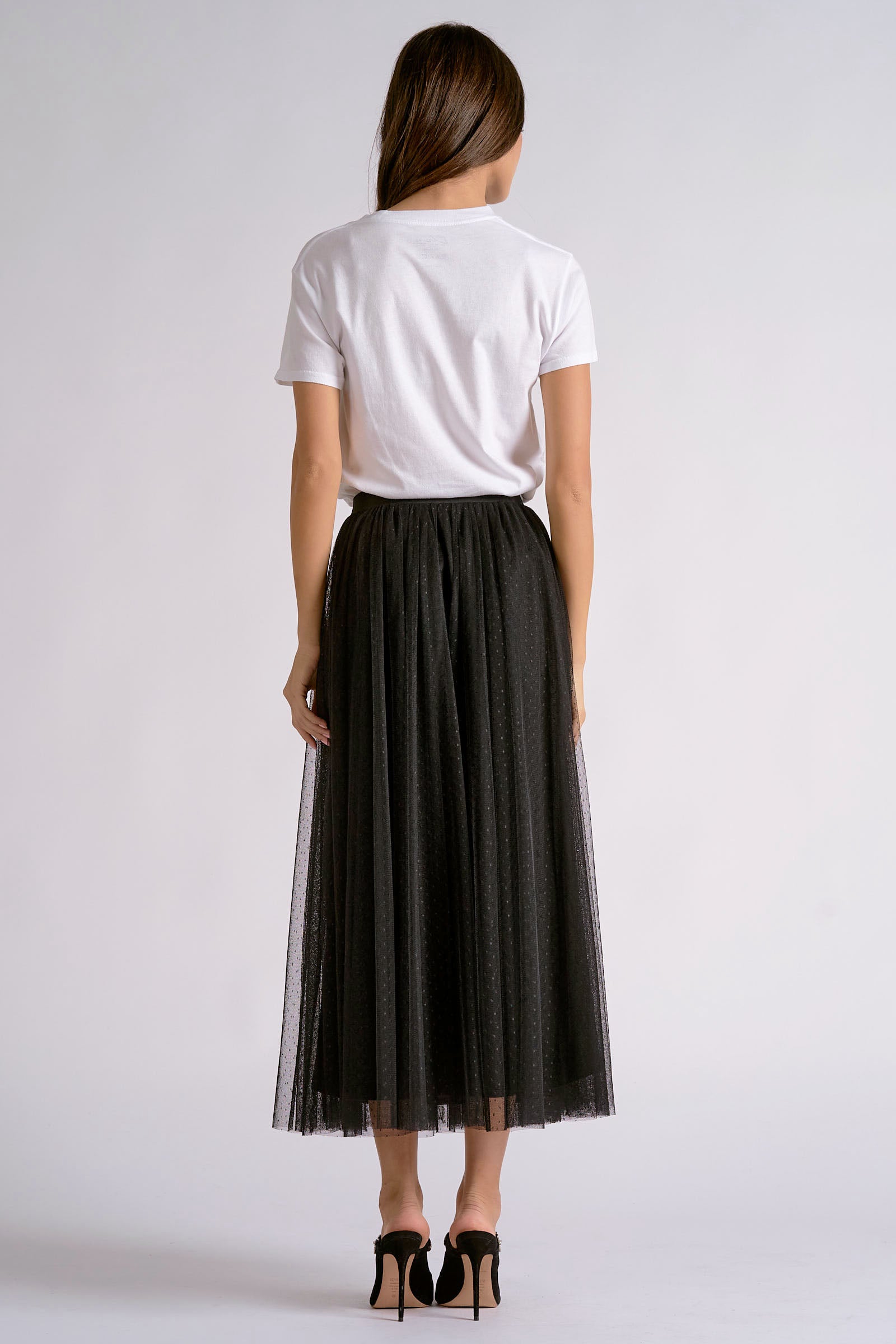 Mesh Detail Midi Skirt