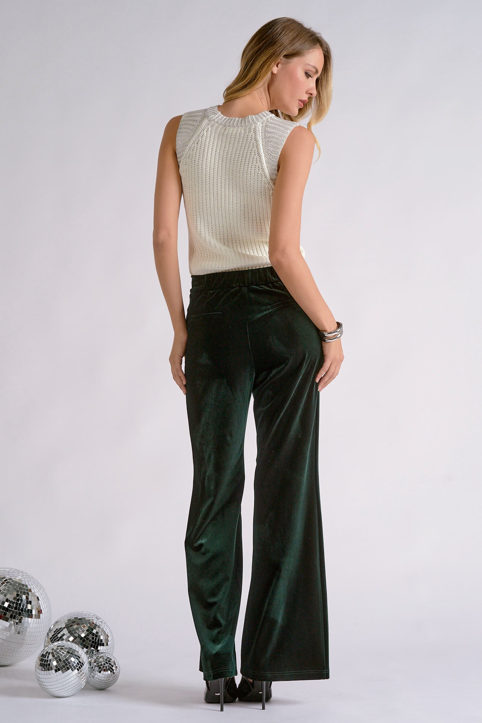 High-Waisted Flare Pants with Front Seam