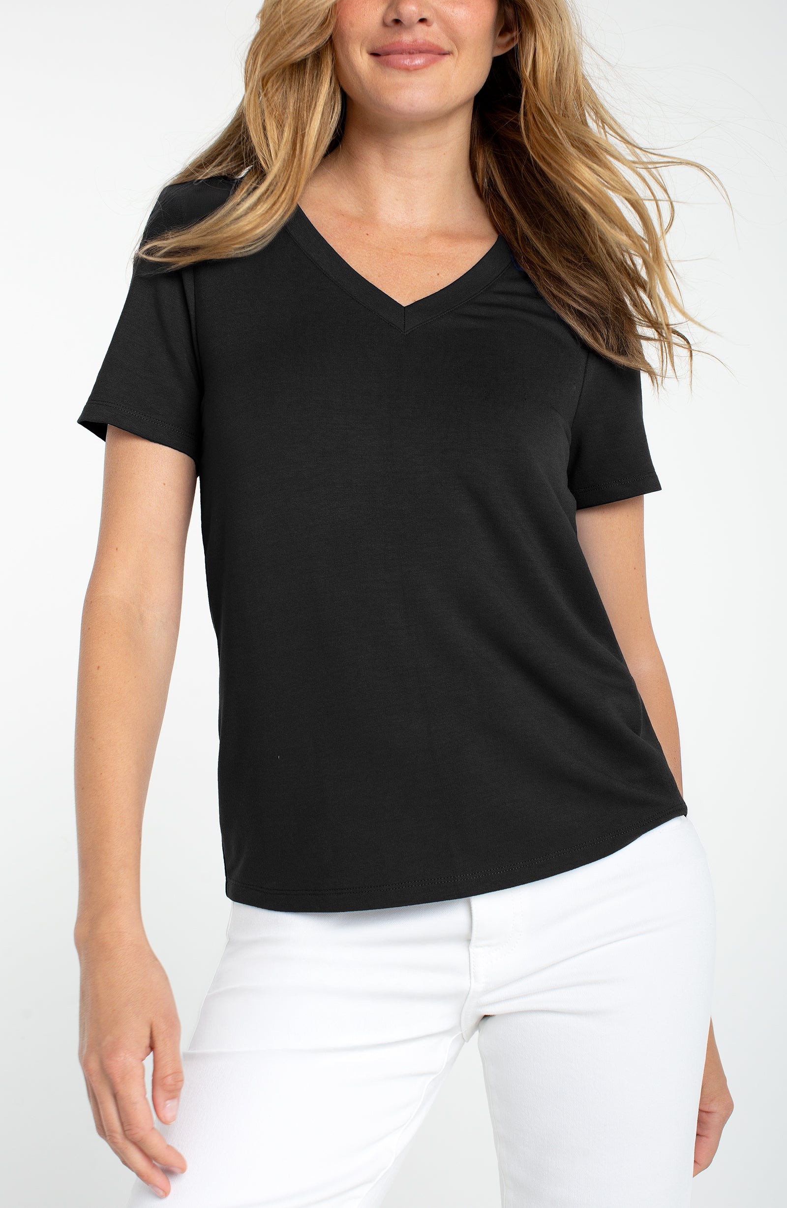Liverpool Short Sleeve V-Neck Knit Tee