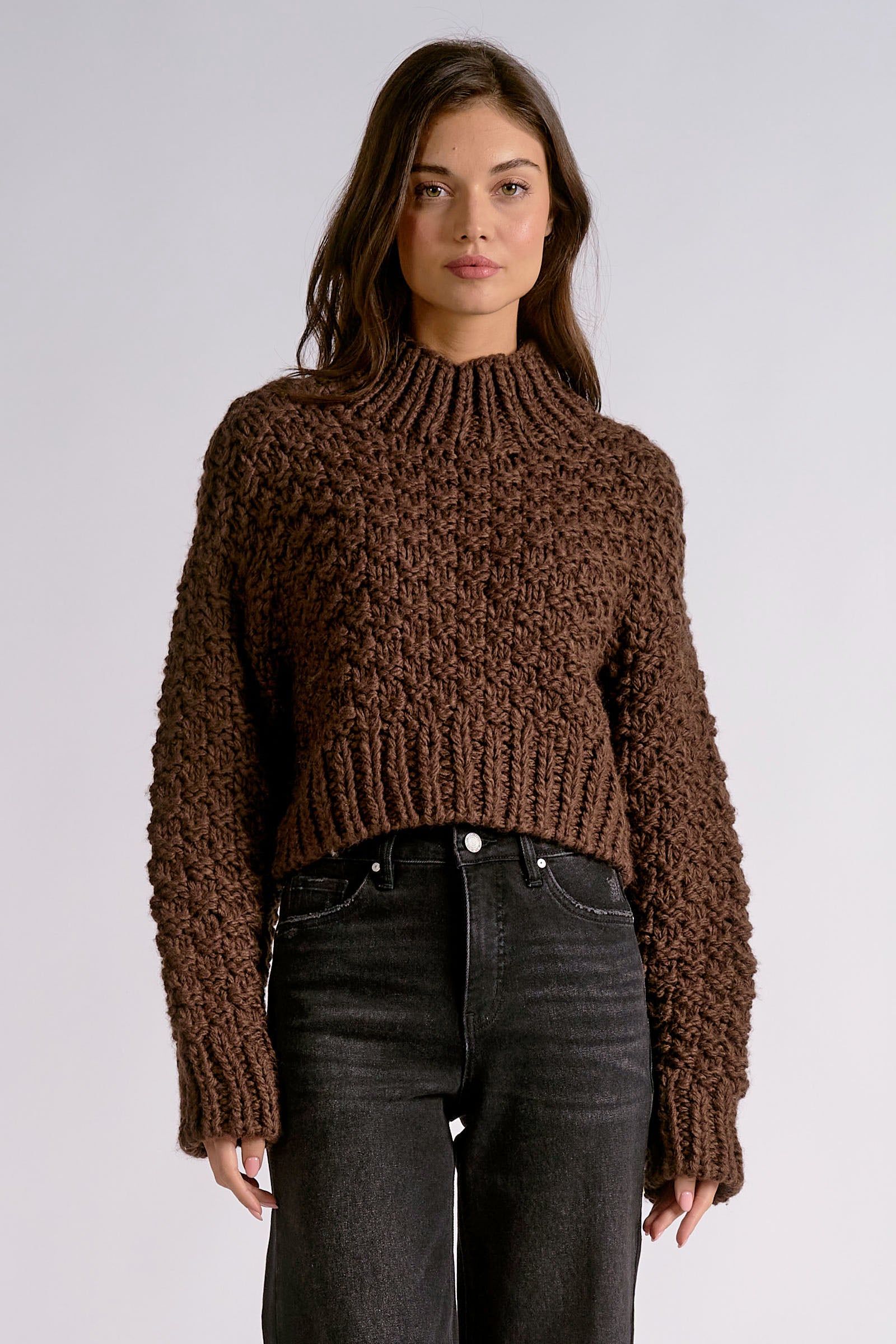 Chunky Knit Mock Neck Sweater