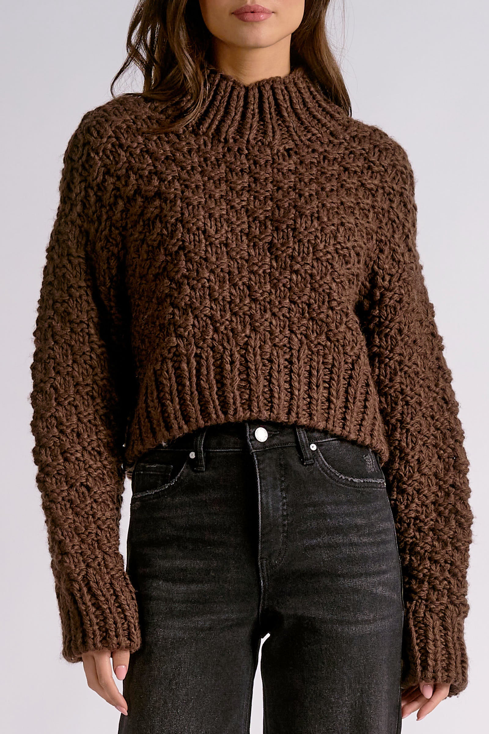 Chunky Knit Mock Neck Sweater
