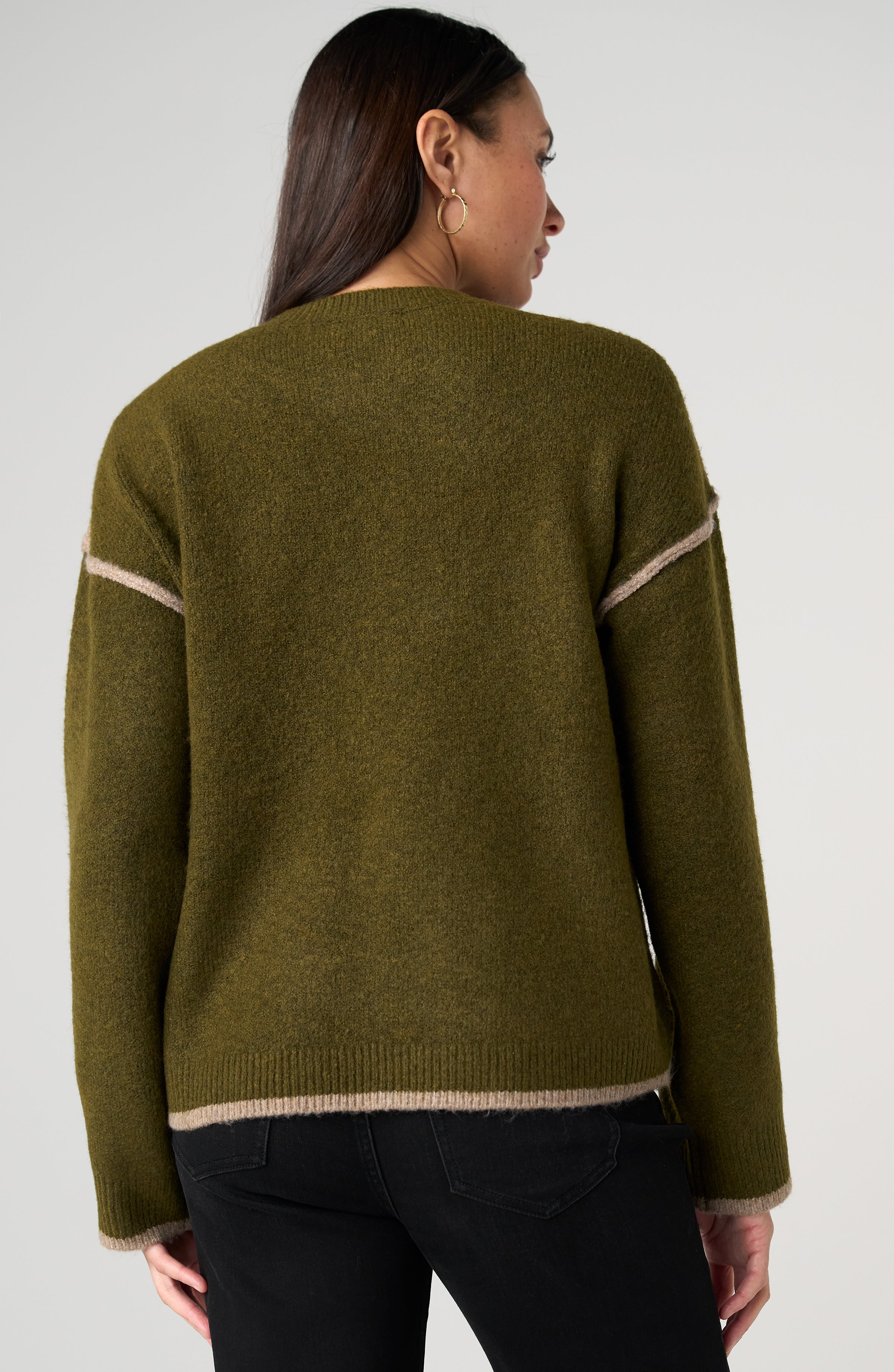 Liverpool Crew Neck Sweater with Tulip Hem Contrast