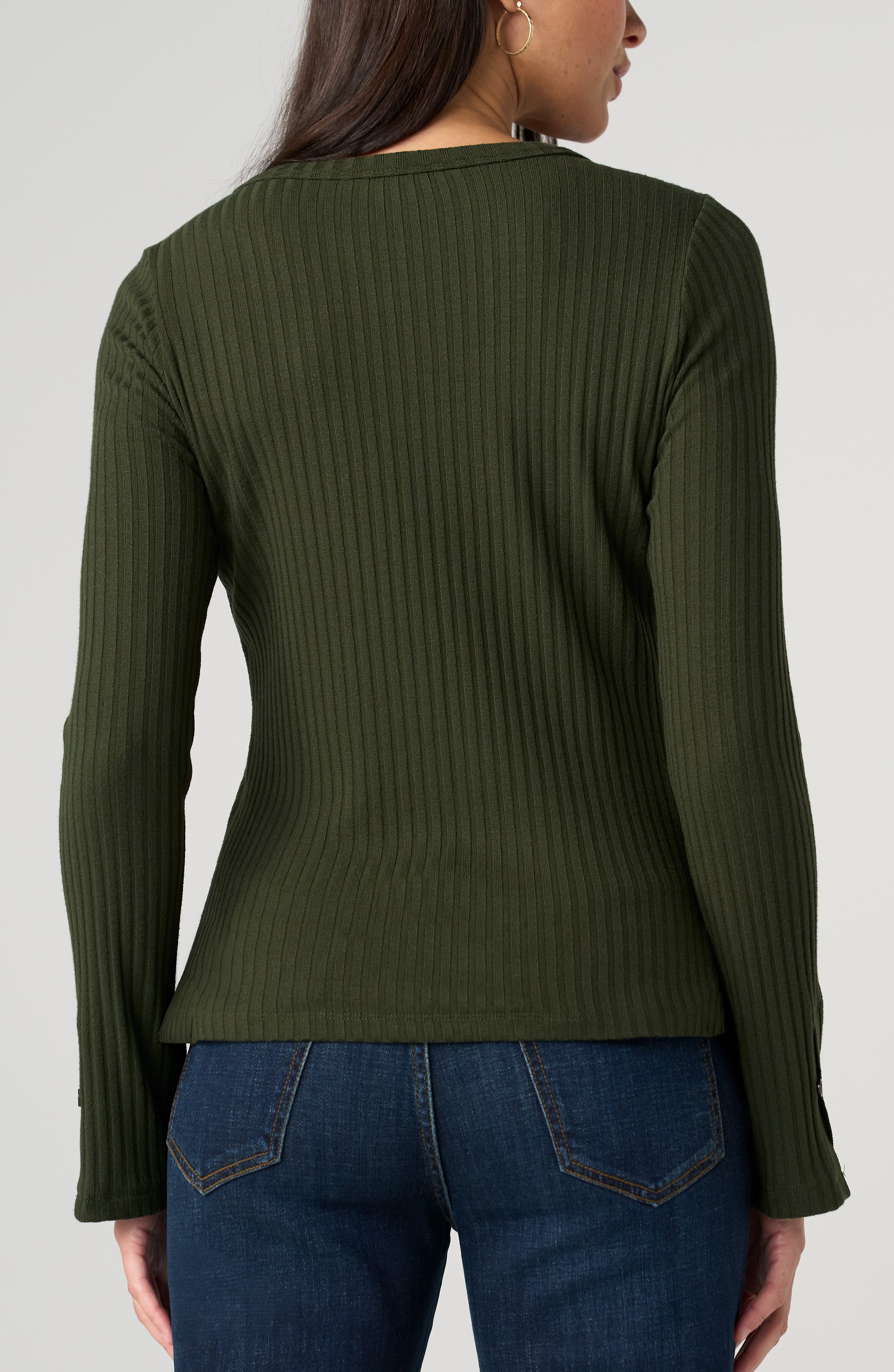 Liverpool Scoop Neck Ribbed Fitted Long Sleeve