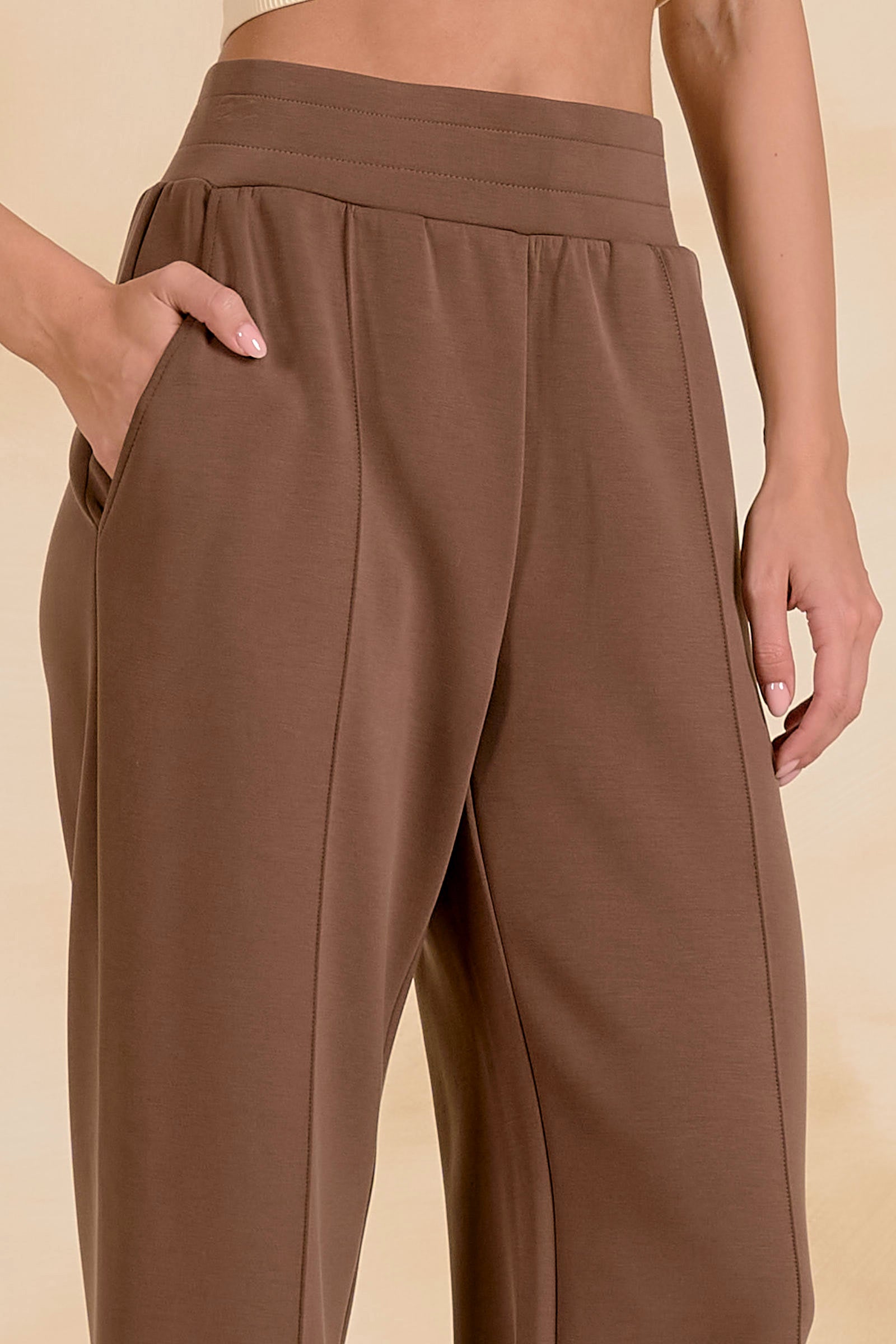 Relaxed Fit Scuba Sweatpant with Center Seams and Pockets