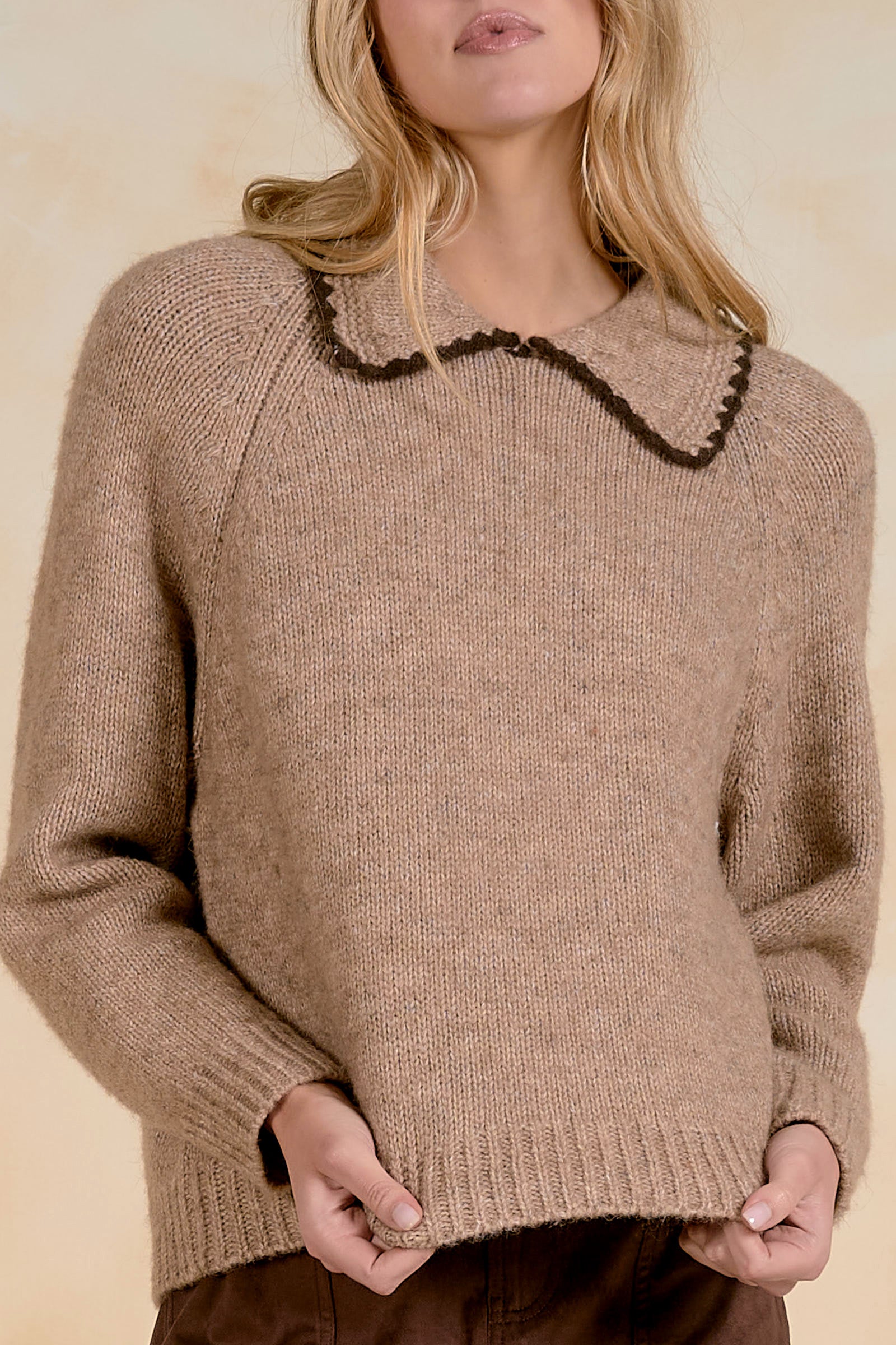 Collared Sweater with Blanket Stitch Detail