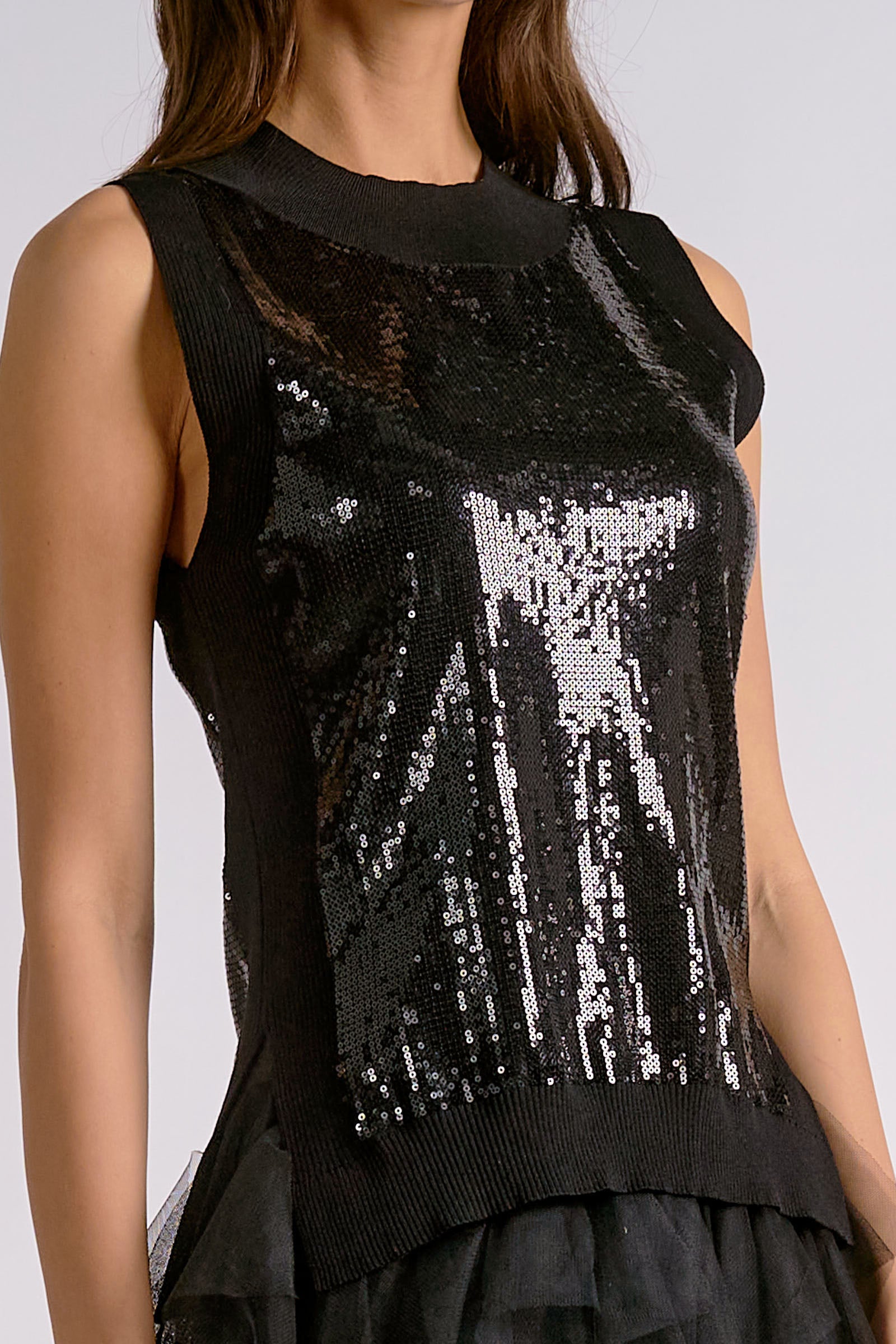Sequin Sleeveless Knit Top