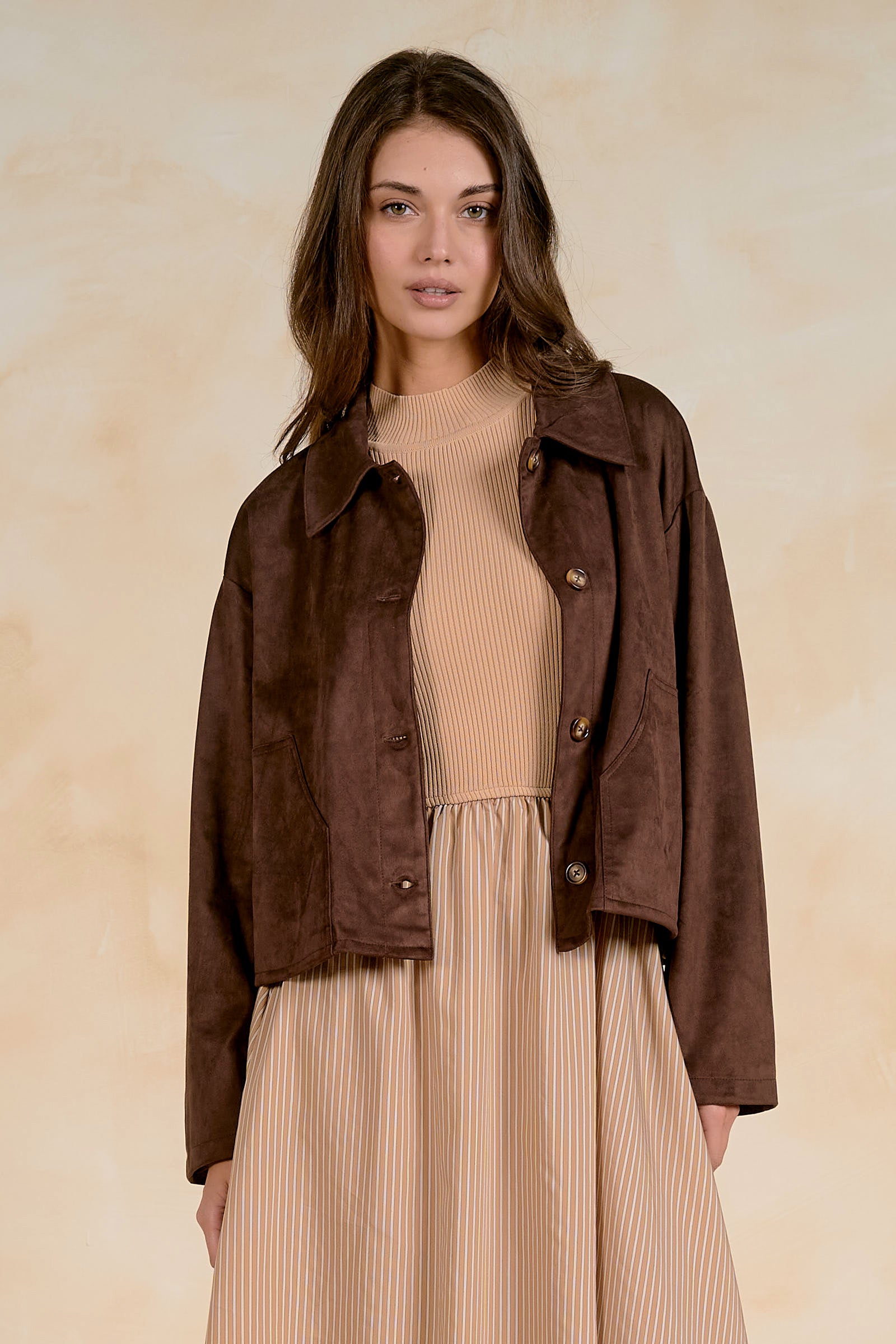 Short Boxy Suede Jacket