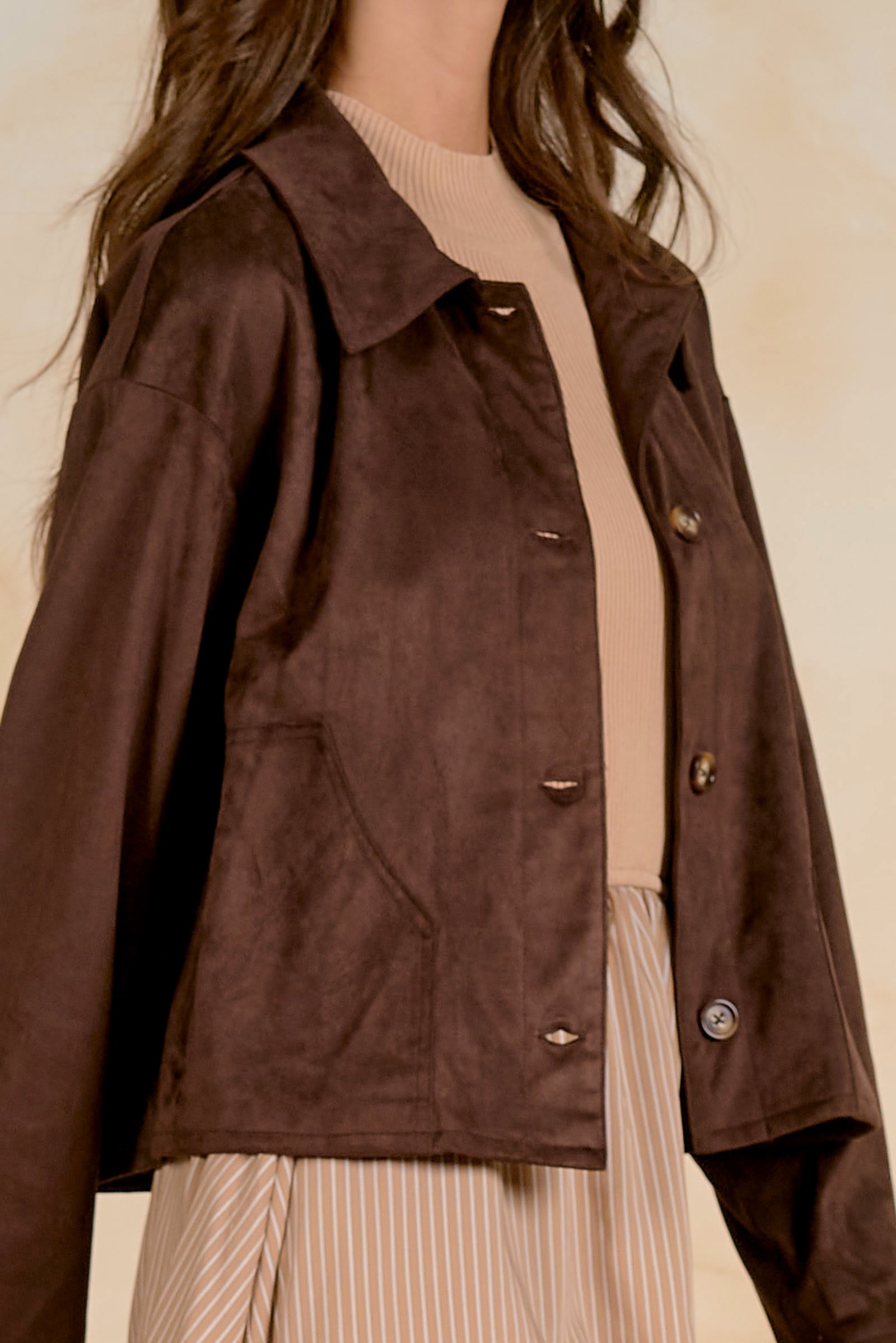 Short Boxy Suede Jacket
