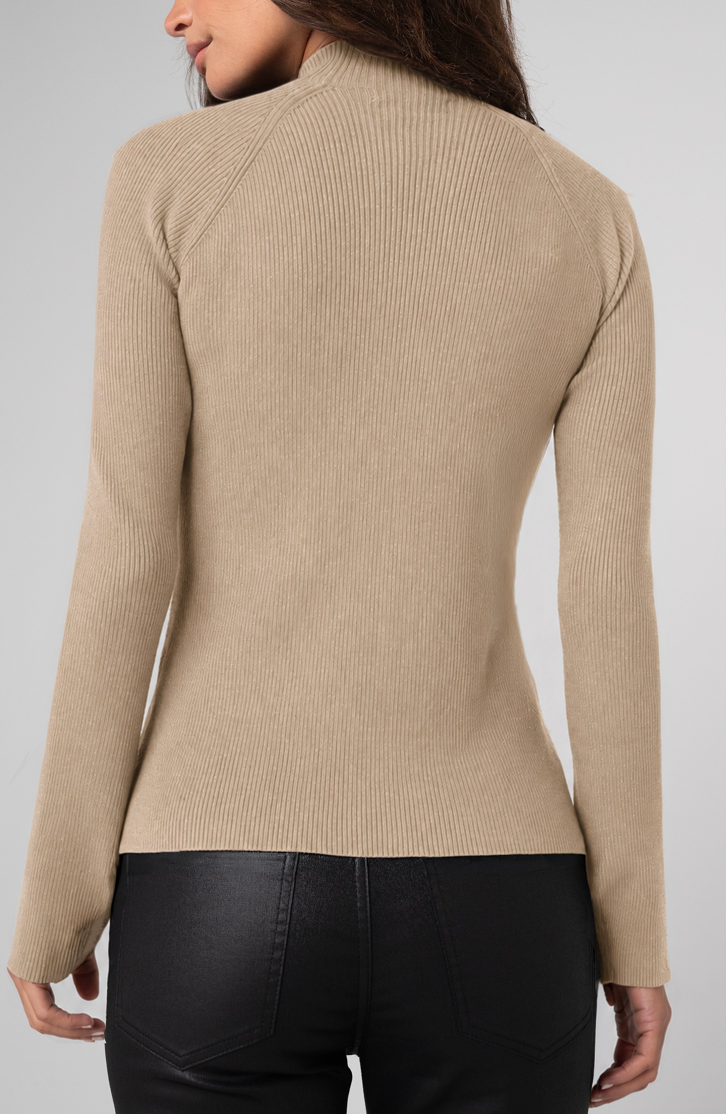 Liverpool Mock Neck Light Weight Sweater with Flared Sleeve